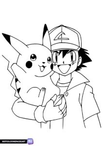 Ash And Pikachu coloring sheet