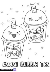 Bubble Tea Kawaii coloring pages