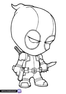 Chibi Deadpool coloring page