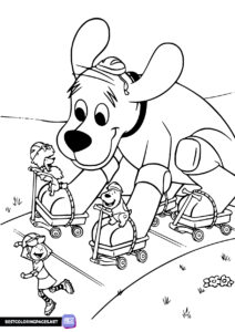 Clifford on roller skates coloring page