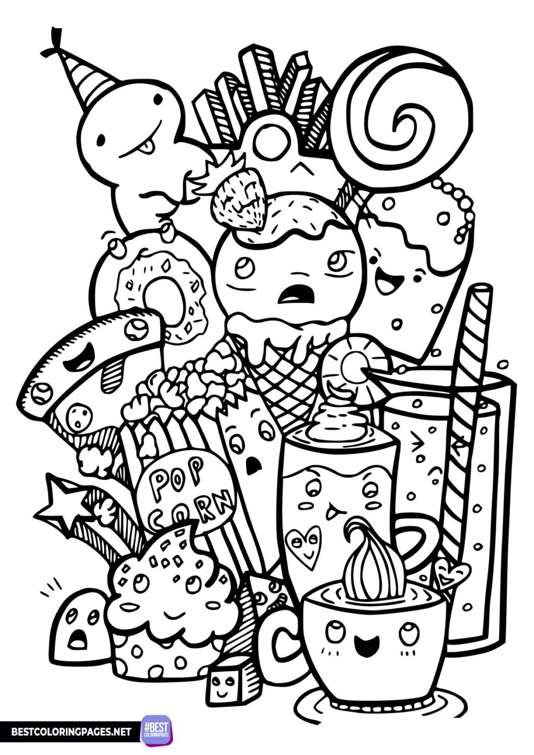 Cute kawaii animals coloring page Free printable coloring pages