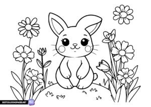 Cute Bunny coloring pages Spring coloring page.