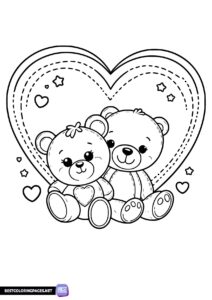 Cute Teddy Bear with heart coloring pages