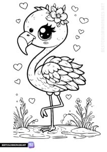 Cute flamingo colouring pages