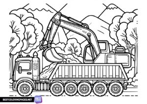 Digger truck coloring pages
