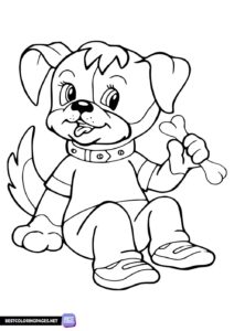 Dog with a bone coloring sheet