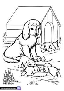 Doggie family coloring page