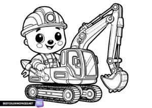 Excavator coloring page for kids