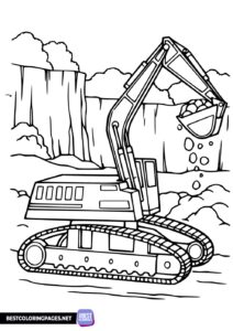 Excavator coloring page to print