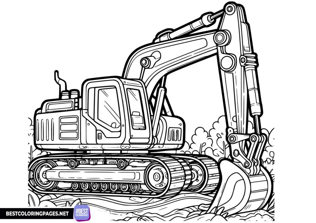 Excavator coloring sheet