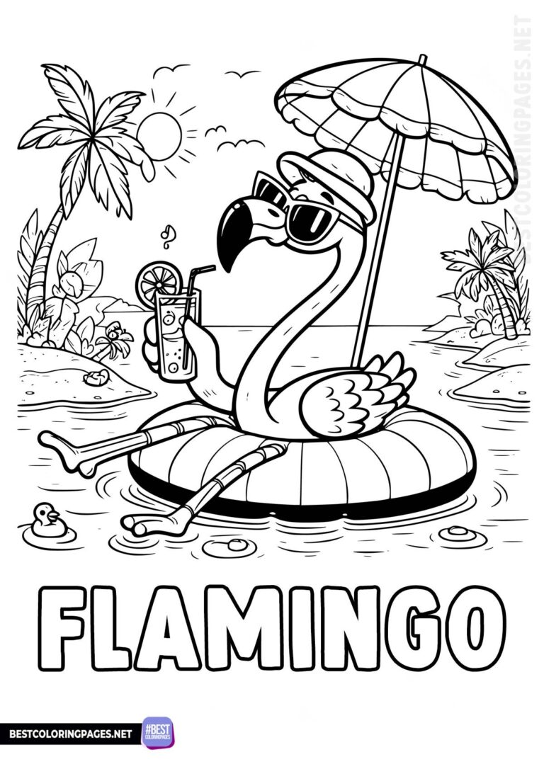 Flamingos coloring page to print