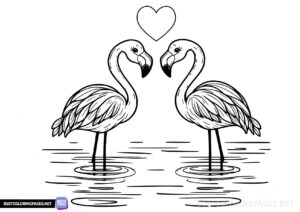 Flamingos in love coloring pages
