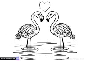 Flamingos in love coloring pages