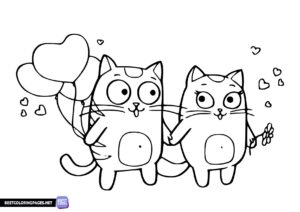 Free kawaii kittens coloring page