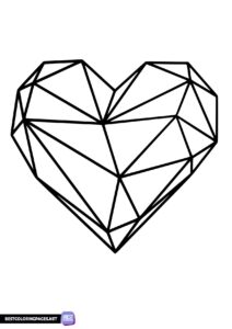 Geometric heart coloring page