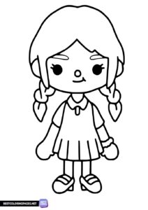 Girl character from Toca Life World coloring sheet