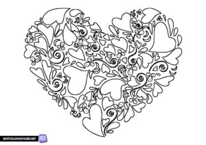 Heart coloring sheet for adults