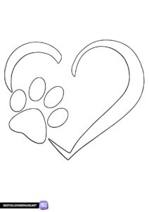 Heart for animals coloring page