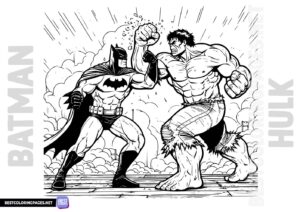 Hulk fights Batman coloring sheet