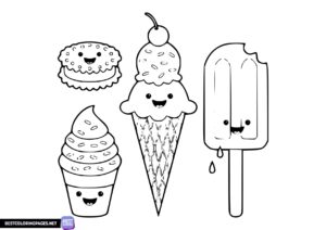 Ice cream coloring page Kawaii