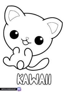 Kawaii Cat coloring page