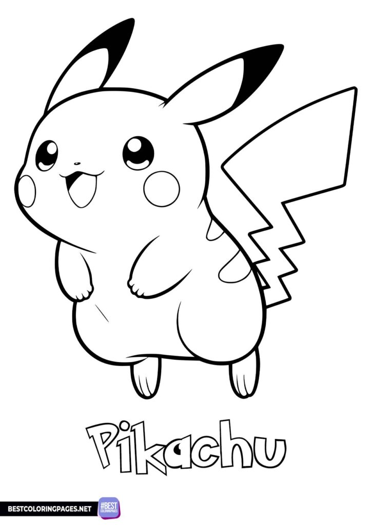 Kawaii Pikachu coloring page