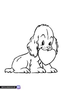 Little dog with a heart coloring page