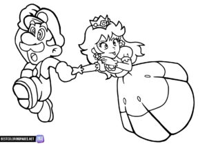 Mario and Princess Peach coloring page