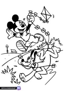 Mickey Mouse and Pluto the dog coloring page