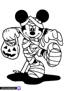 Mickey Mouse mummy halloween coloring page