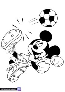 Mickey Mouse playing soccer coloring page