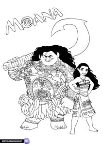 Moana & Moui coloring page
