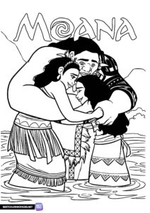 Moana printable coloring page. Moana and his family
