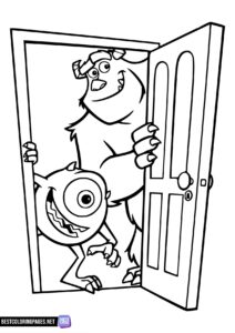 Monsters Inc coloring pages printable. Mike and Jamses.