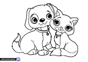 Kawaii Pets coloring page to print