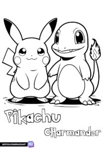Pikachu and Charmander coloring page
