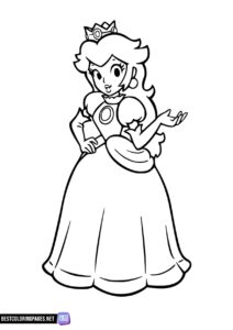 Princess Peach Coloring Page for girls