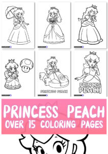 Princess Peach Over 15 coloring pages