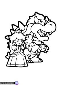 Princess Peach and Bowser coloring