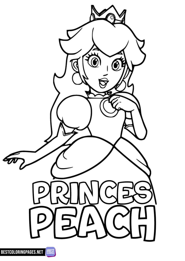 Princess Peach free printable coloring pages