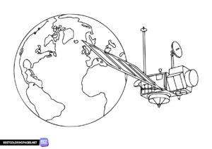 Space Station and Planet Earth Coloring sheet