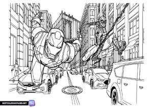 Spiderman & Ironman coloring page