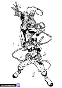 Spiderman X Deadpool coloring pages