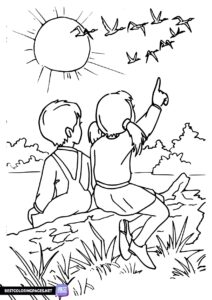 Spring coloring page to print