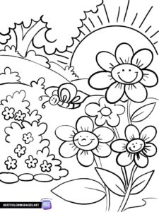 Spring flowers coloring pages