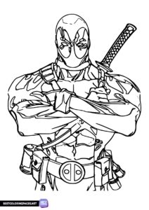 Strong Deadpool coloring page
