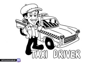 Taxi driver coloring page