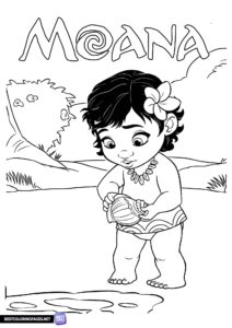 Young Moana coloring page