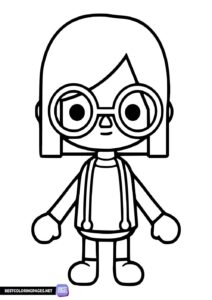 Toca Boca coloring page girl with glasses