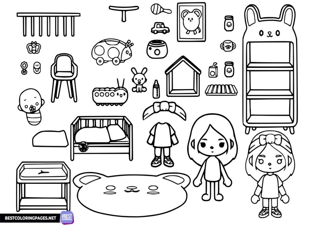 Toca Boca house printable coloring page